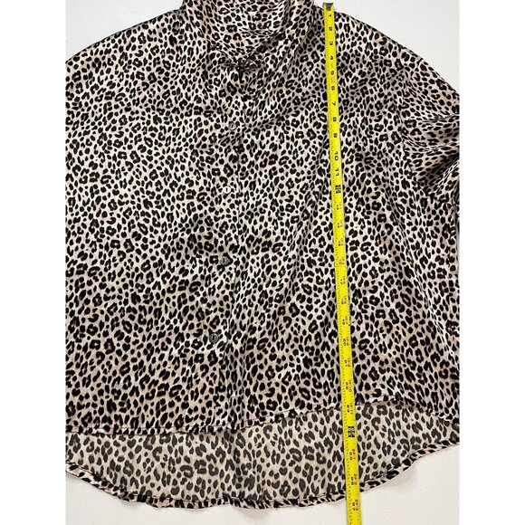 Joyspun Leopard Print Button-Up Satin Shirt L - Picture 10 of 11